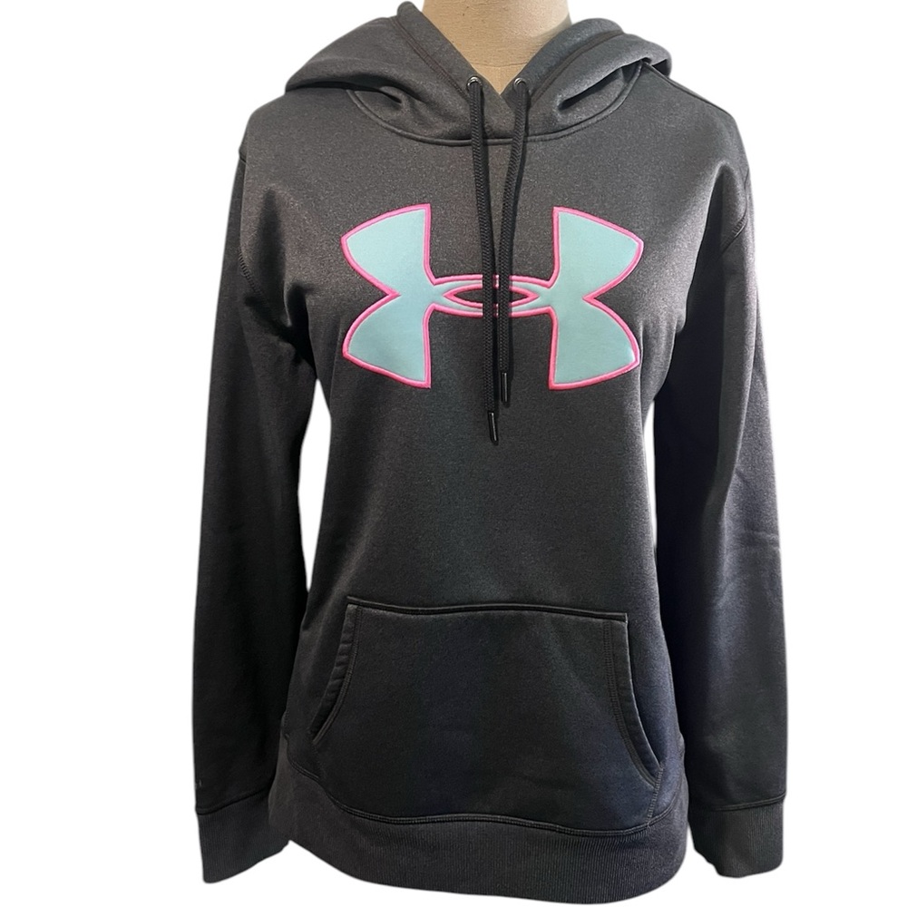 Under Armour Gray Hoodie with Pink and Blue Logo